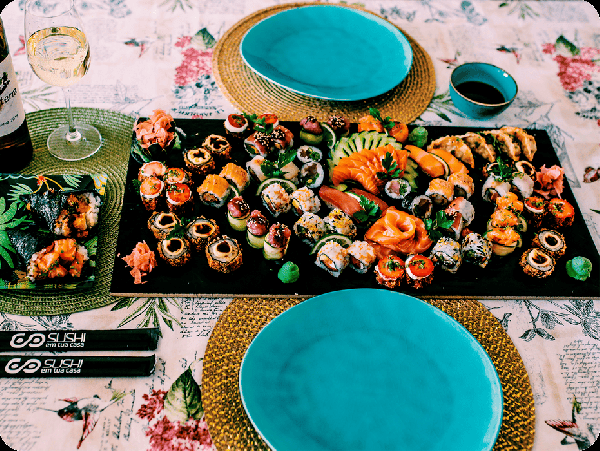 Mesa de sushi em casamento